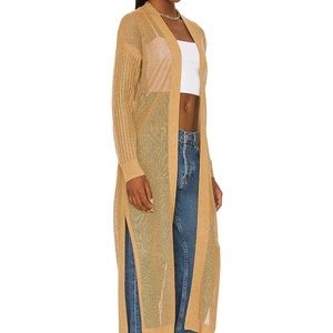 Super down metallic rose colored cardigan